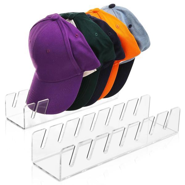 Luckwaii Cap Halter 2 Stück Acryl Hutständer, Cap Stand für Baseball Caps Keine Installation Acryl Hut Lagerung Stand für Aufbewahrung Basecap Halter Werden 14 Hüte Aufbewahren