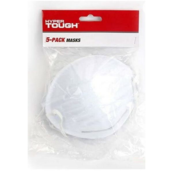 Hyper Tough Pack of 5 Dust Mask Protective Color White Disposable NEW