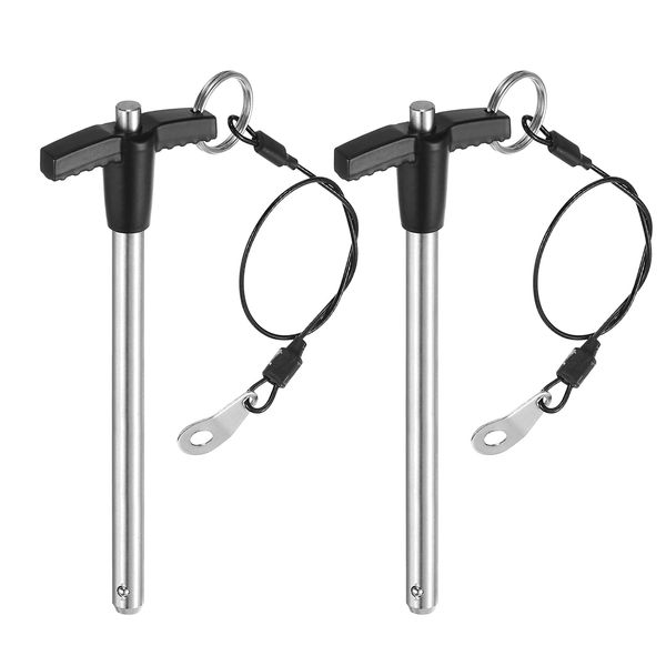 sourcing map 2Pcs T Handle Lock Pins, 8mm x 90mm Usage Length Stainless Steel Push-Button Quick Release Pin