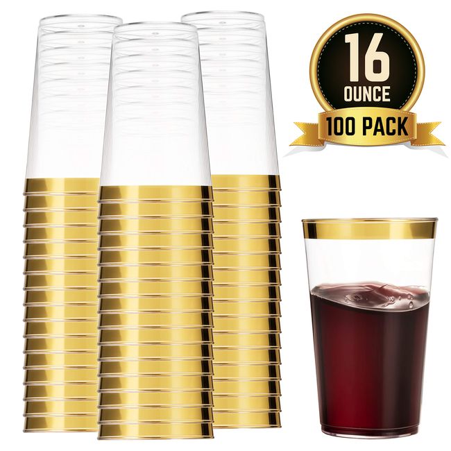 100 Pk 16 oz Clear Plastic Cups