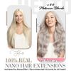 Hetto Nano Human Hair Extensions Platinum Blonde Human Hair Nano Extensions Real Remy Hair Nano Beads Extensions Long Straight #60 50Strands 22Inch 50g