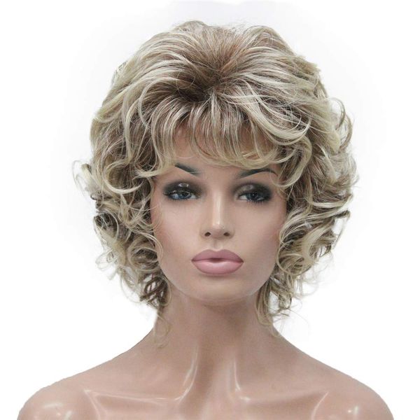 Aimole Women Short Curly Wigs Natural Soft Hair Heat Resistant Full Capless Synthetic Wig (30T613)