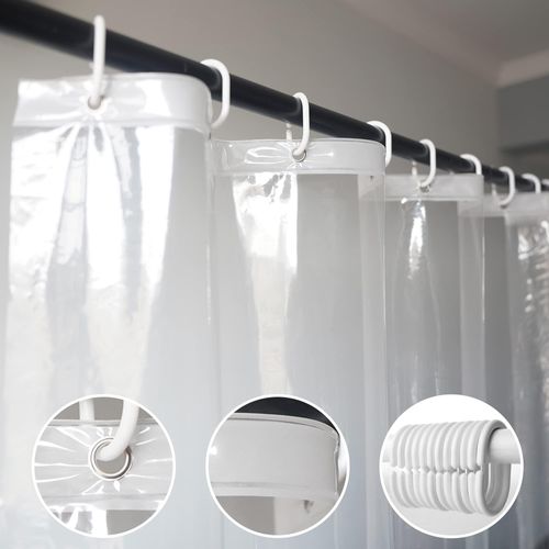 AooHome Clear 72 Width x 60 Height Inch Short Shower Curtain Liner, Plastic PEVA Partition Curtain with Hooks, Metal Grommets, Water Repellent, for Master & Guest Bathroom