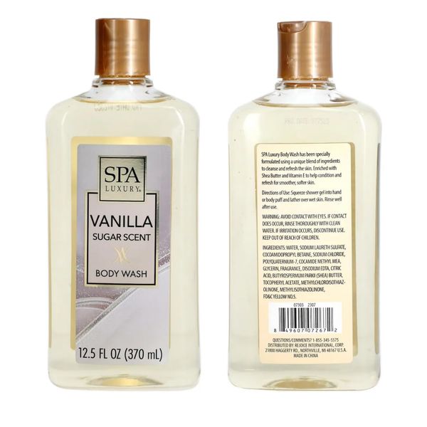 Spa Luxury Vanilla Sugar Scent Body Wash 12.5 Fl Oz