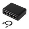 SinLoon RJ45 Network Splitter Adapter Gigabit 1000Mbps Ethernet Cable 1/4 4 Device Simultaneous Access RJ45 Network Extension Connector with USB Interface Data Cable Small Black