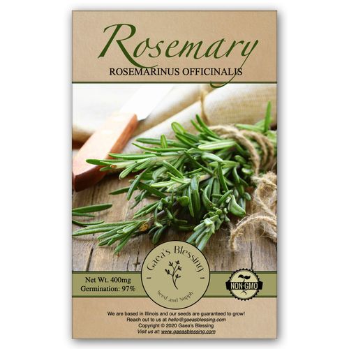 Gaea's Blessing Seeds - Rosemary Seeds - Heirloom Non-GMO Seeds with Easy to Follow Instructions 97% Germination Rate (Single Pack)