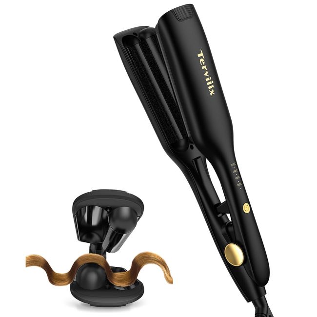 Terviiix Wave Iron, 1.0 inch (26 mm), 10 Million Grade Negative Ion Hair Iron, Just Pinch One, Curling Iron for Beginners, Korean Style, Small Wave Rolls, Rapid Heating in 15 Seconds, Overseas Use, 4 Temperature Settings, 4 Temperature Settings, 44 Temper