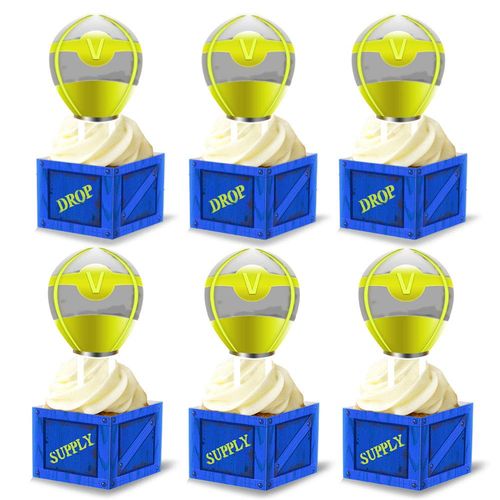 Video Game Party Cupcake Topper Wrapper - 20 Sets For Game Birthday Party Decoration