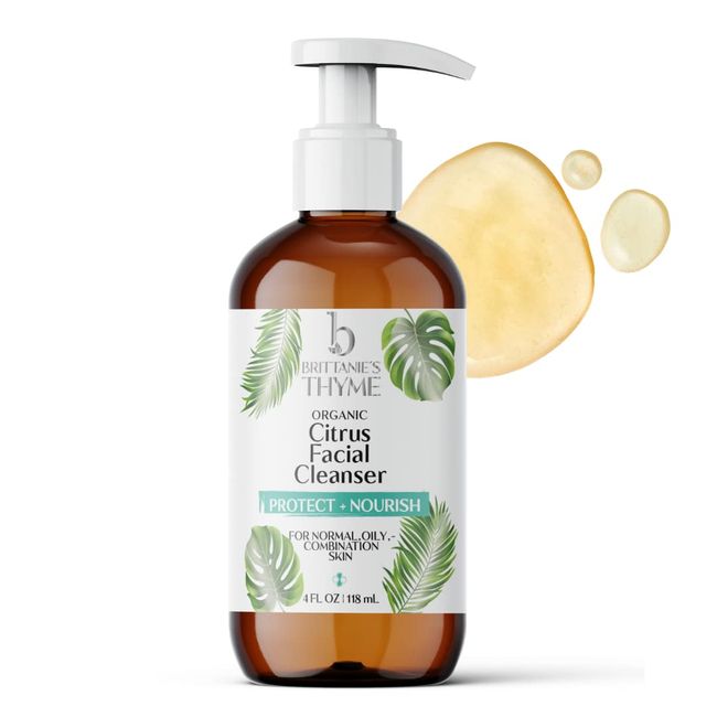 Brittanie's Thyme Organic Citrus Facial Cleanser | All-Natural, Sulfate Free Hydrating Cleanser | Nourishes, Calms & Moisturizes Skin for All Skin Types | Fruit Based Aloe Cleanser