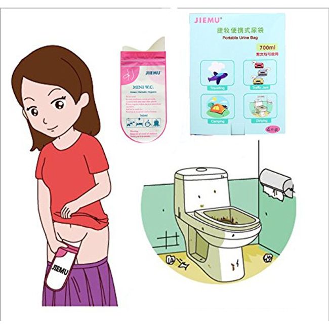 JIEMU 700ml Disposable Urine Bag, Safe Handling Hygienic, Odorless, Use With Bowl, for Men, Women, Kids