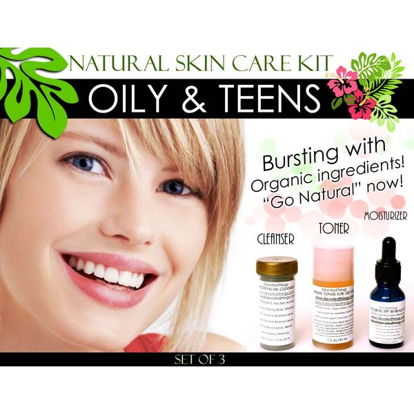 Natural Skin Care Kit For Teens and Oily Skin Set of 3