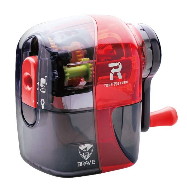 Sonic EK-1248-CR Pencil Sharpener, Togar-Return Manual Brave, Clear Red