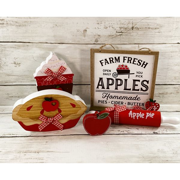 AGD Chunky Apple Pie Cider Farm Fresh Sign Tier Tray 5pc Set