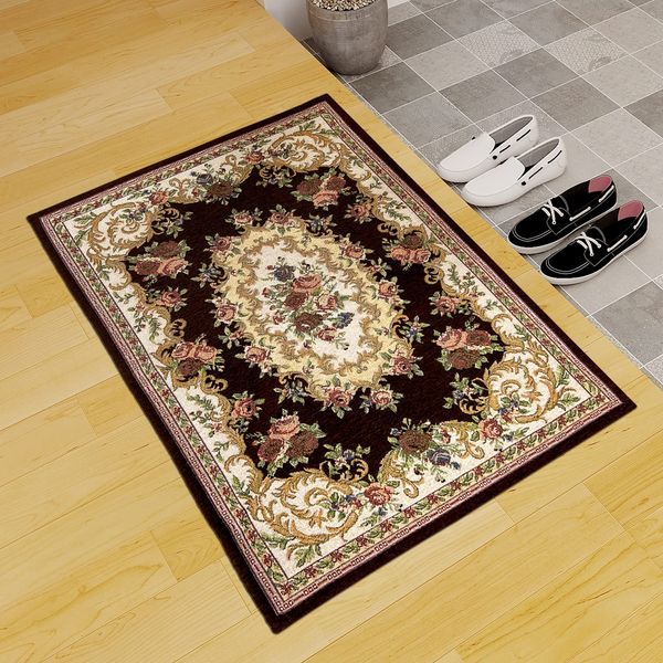 Soyukai Entrance Mat, Indoor, Stylish, Floral Pattern, Washable, Front Door Mat, Mud Removal, Gobelin Weave, Anti-Slip, 24.6 x 35.4 inches (60 x 90 cm), Fully Washed, Entrance Mat, Nordic, Indoor,