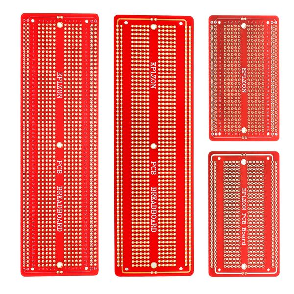 EPLOZN 2PCS 6.8"x2.05" & 2PCS 3.5"x2.05" Breadboard Kit Solderable Breadboards for Electronics Projects Compatible for DIY Soldering Circuits Projects Prototype Board,Red