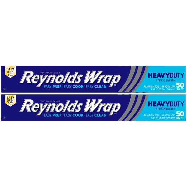 Reynolds Wrap Aluminum Foil, Heavy Duty, 50 sq ft, (2 pack)