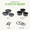 Click 10-Piece Ceramic Nonstick Cookware Set, Detachable Handle, Stackable Space