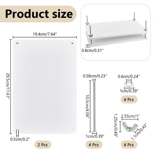 UNICRAFTALE White Rectangle Bamboo Portable Book Press Bookbinding Tool Wooden Book Press Bookbinding Paper Press for Bookbinding Supplies Flat Paper Press Machine for DIY Handmade Paper Press