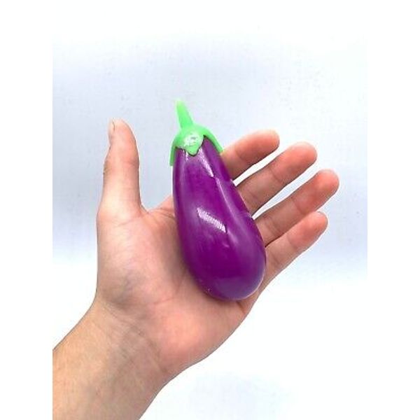 Squeeze Toy Smooth Purple Eggplant Squish Stress Relief Funny Cool Relax