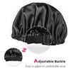 Alnorm Satin Sleep Cap Double-Sided Adjustable Hair Bonnet for Girls Black