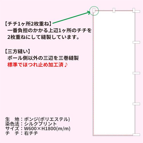 104003001 Udon Nobori, Flag, Anti-fray Processed (Sanyu White Coat)