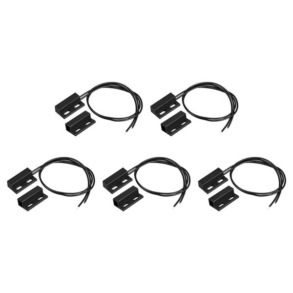 sourcing map Wired Door Contact Window Sensor NC Surface Mount Magnetic Reed Switch Black 5 Pcs