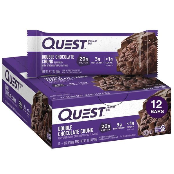 Quest Double Chocolate Chunk Flavor Protein Bars, High Protein, 12 Count. NEW.