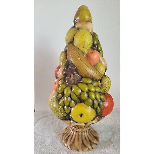 Ceramic Topiary Fruit Tree 1970s 17" H x 8 5/8" W