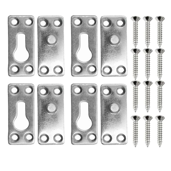 ONEBO 4 Sets of Bed Rail Brackets, Bed Frame Connectors, Bed Brackets Corner, Suitable for Fixing Bed Frames, Bed Corners, etc. (Length*Width: 6.2cm*2.5cm)