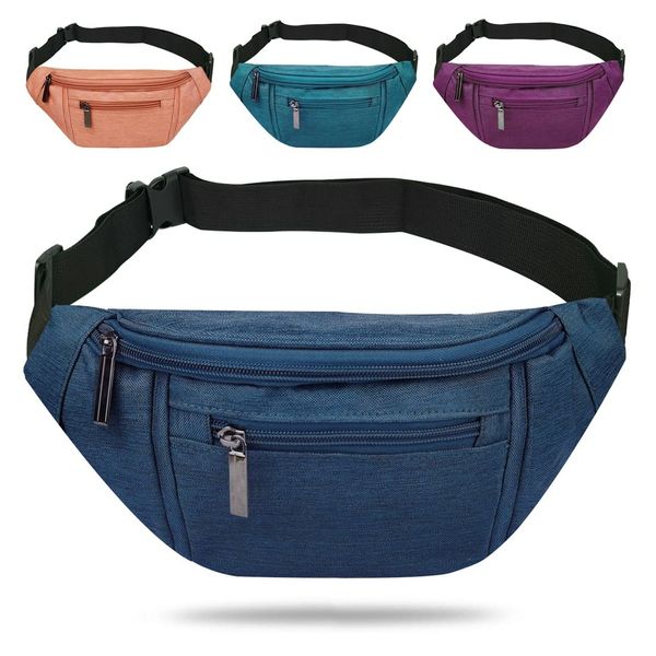 Fanny Pack for Men Women,Crossbody Waist Bag Pack,Belt Bag for Travel Walking Running Hiking Cycling,Easy Carry Any Phone,Wallet (Dark blue)