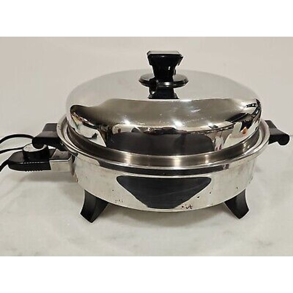 HEALTH CRAFT 12” Electric Skillet Pan Liquid Oil Core Stainless Waterless K7273