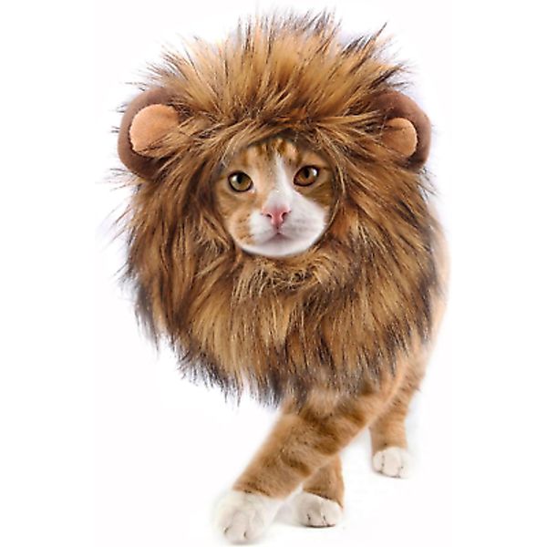 Onmygogo Lion Mane Wig for Cats, Funny Pet Cat Costumes for Halloween Christmas,