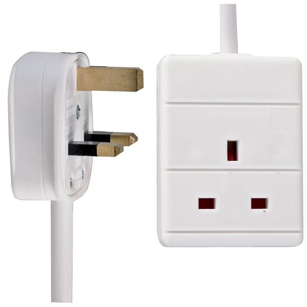 PRO ELEC PELB1502 1 Gang Extension Lead 2m, White