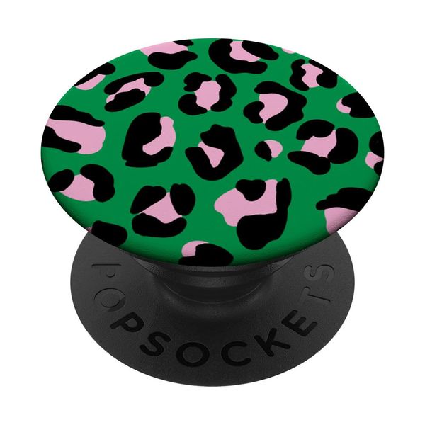 Green and Pink Leopard Print PopSockets Adhesive PopGrip