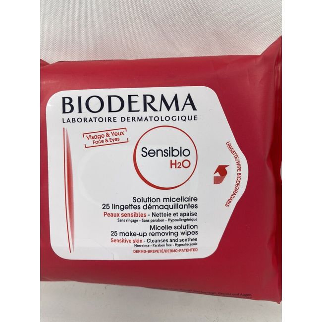 Bioderma Sensibio H2O Wipes 25 Ct. Face Makeup Remover PreMoistened Towelettes