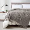 BOURINA Throw Blanket Textured Solid Soft Throws and Blankets for Sofa or Bed Knitted Decorative Blanket 127x178cm Dark Grey