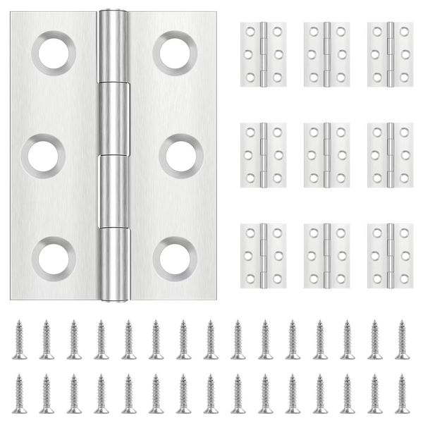 10 Piece Hinges 44mm × 31mm, Leryati Stainless Steel Hinges Door Hinges, Door Hinges for Internal External Doors Hinges for Wood Ball Bearing Door Hinges, Butt Hinges with 60 Piece