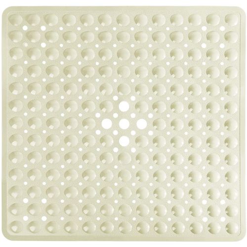 Yimobra Shower Stall Mat Non Slip, 21x21 Inch, Soft Square Bath Mat for Shower with Suction Cups and Drain Holes, Stall Floor Mats for Bathroom, Machine Washable, Bathroom Accessories, Beige