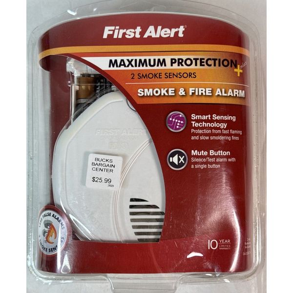 First Alert Smoke Fire Alarm Dual Sensor Maximum Protection Plus SA320CN