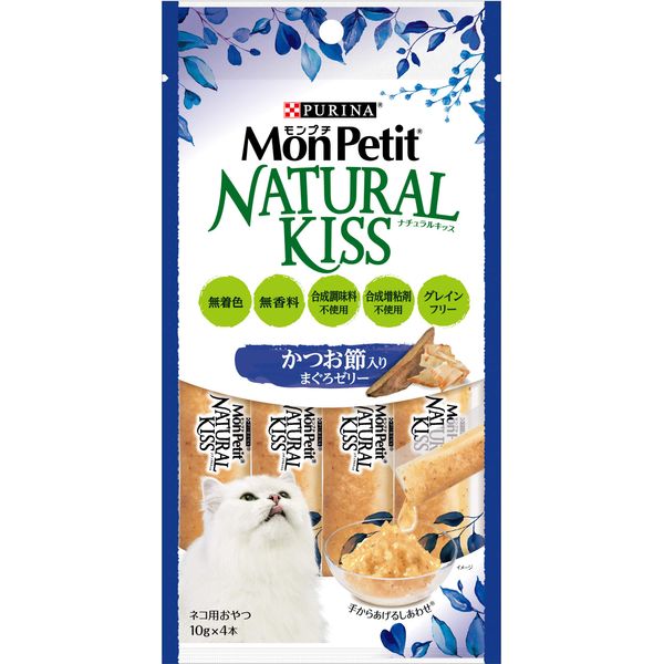 Monpuchi Cat Treat, Natural Kiss, Tuna Jelly with Bonito Flakes, 0.3 oz (10 g) x 4 Bottles x 5 Bags (Bulk Purchase)