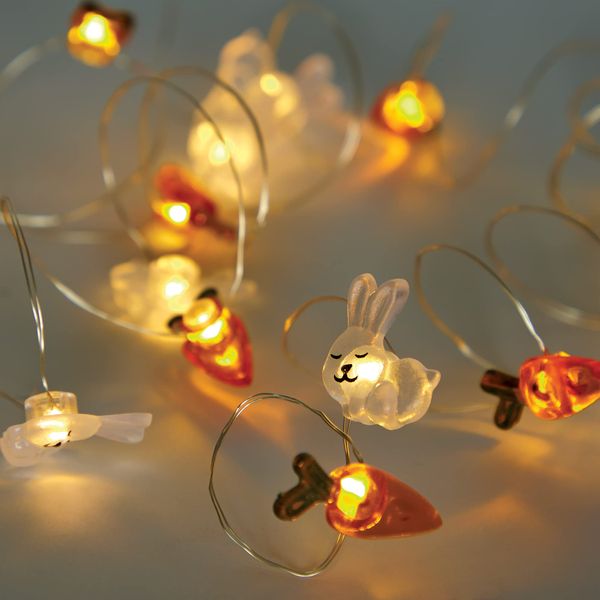 Baker Ross FX488 Easter Bunny and Carrot Led String Lights - Pack of 1, Warm Fairy Lights for Easter Decorations