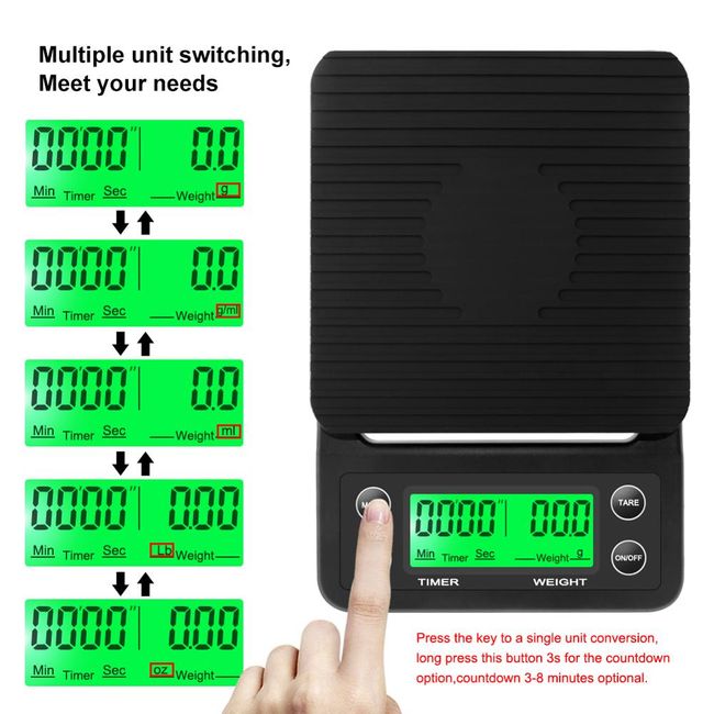 Digital Food Scale,Coffee Scale with Timer, 0.1g High Precision