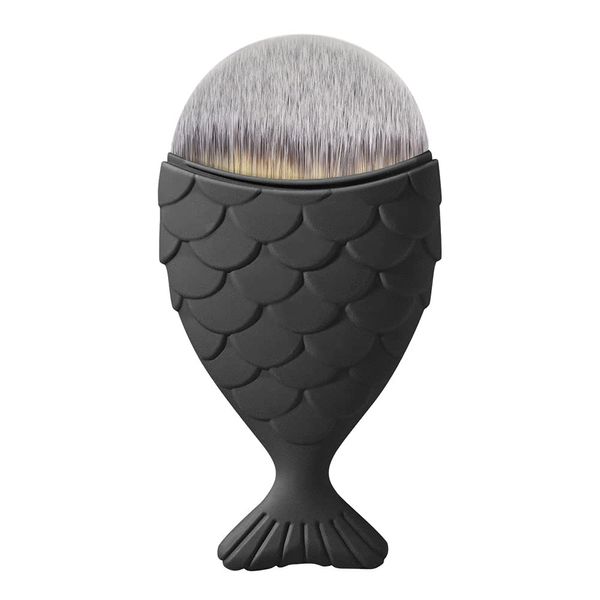 Foundation Brush-Dolovemk Meerjungfrau Make-up Pinsel, Foundation Pinsel Puder Blush Foundation, Make-up Pinsel, Meerjungfrau Make-up Pinsel mit Etui, Make-up Pinsel 1 Stück(schwarz)