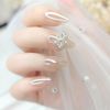 Set of 24 SIFASHION Luscious diamond and ribbon embellished almond style removable nails