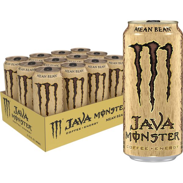 Monster Energy Java Monster Mean Bean, Coffee + Energy Drink, 15 Fl Oz (Pack of 12)