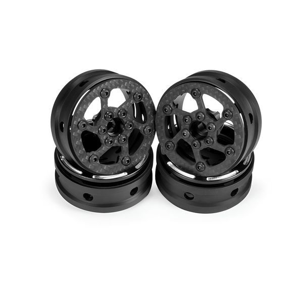 TRX4 1.9 beadlock Wheels 4PCS Carbon Fiber Wheel Rims for 1/10 RC Crawler Cheater Rigs Capra SCX10 TF2 Element Enduro TRX4 Upgrades (Carbon Fiber 1.9 beadlock Wheels B)