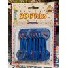 Patriotic Plastic Picks With Laser Sticker Round Blue, 20ea Package New Sealed