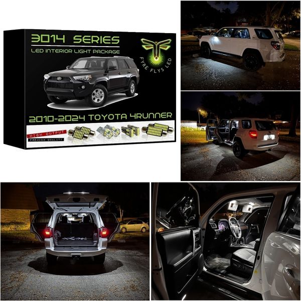 White LED interior lights package kit for 2010-2024 Toyota 4Runner 3014 SMD+Tool
