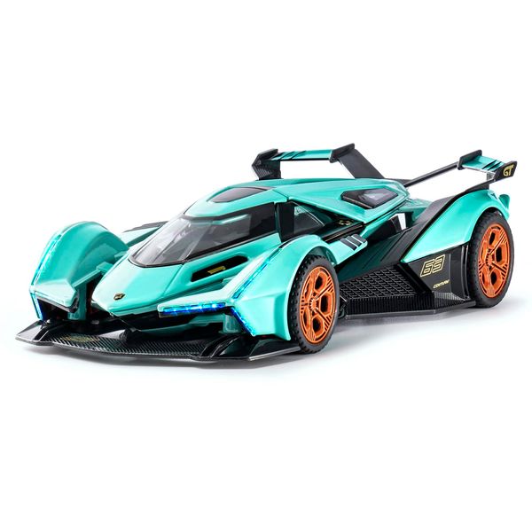 SASBSC Toy Cars Lambo V12 Sports Car Toy with Light and Sound Diecast Metal Model Cars for 3+ Year Old Boys Pull Back Race Car Gift Toys for Kids Ages 3+ (Blue)