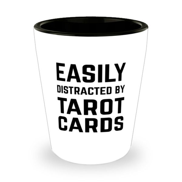 ODDITEES Funny Tarot Cards Shot Glass Easily Distracted By Tarot Cards